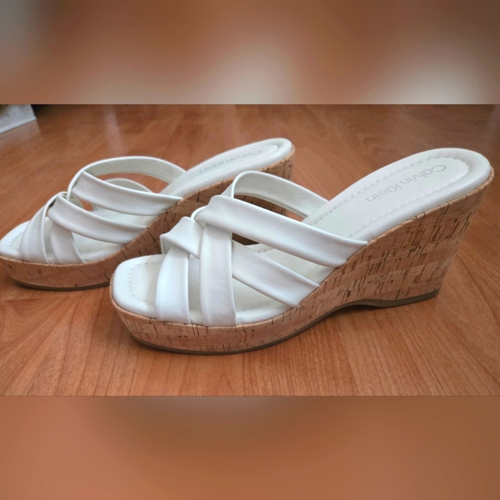 CK Womens Cork Platform Wedges